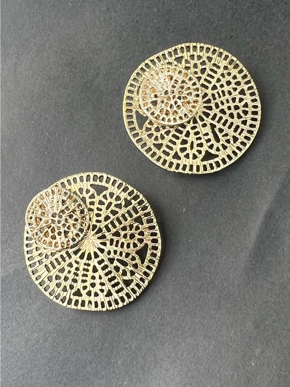 Gold Filigree Circle Drop Earrings - Elegant Lightweight Women's Jewelry